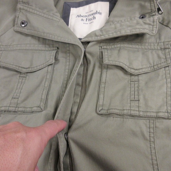 Abercrombie & Fitch Womens Military Jacket size L Packable Hood Green - Picture 4 of 12